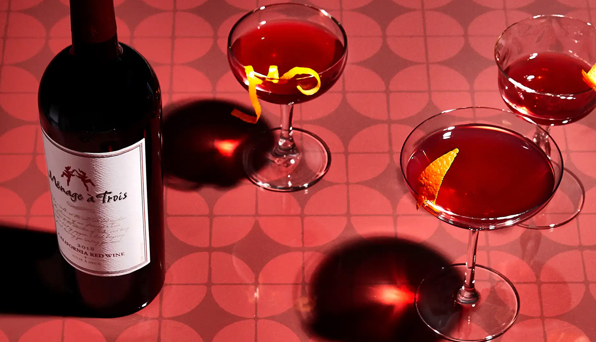 Menage a trois modern cosmo wine cocktail