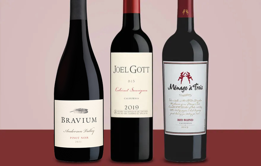 Lineup of red wines