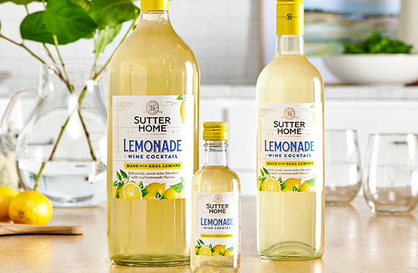 three different sized bottle of sutter home lemonade wine cocktails
